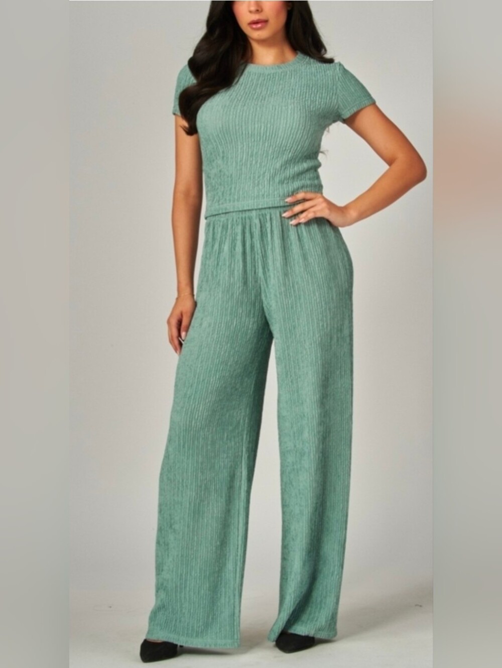 NWT Love Poem Ribbed Flare Leg Pants Set